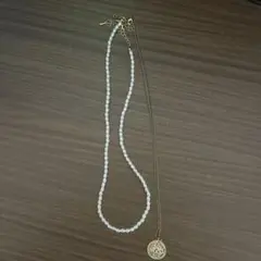 パールとゴールドの2連ネックレス