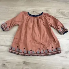 CARAMEL 刺繍入り長袖ワンピース 18m