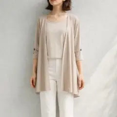 ロペピクニック［M］大人ナチュラル◎体型カバー◎七分袖◎チュニック丈カーディガンのサムネイル