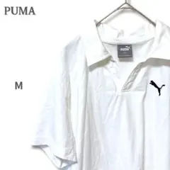 【美品】PUMA プーマ 半袖オープンカラーシャツ 【ロゴ刺繍】【M】【白】のサムネイル