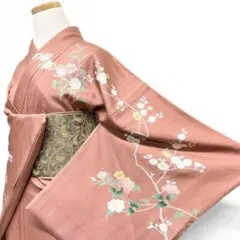 金駒刺繍　訪問着　雪輪　梅花　牡丹　花模様　着物　015b p