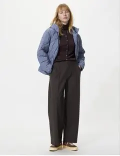 UNIQLOユニクロ ブラッシュドジャージーワイドパンツ ダークブラウン M