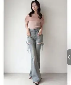 Rose Muse Lace line denim pants - メルカリ