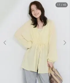 【美品】グリーンパークス Vネックブラウス+タンクトップ イエロー