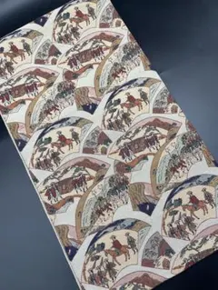 高級 正絹 袋帯 礼装 フォーマル 洒落帯　平安調　青海波　風景　291