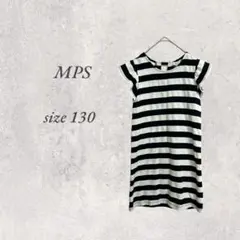 MPS/半袖ワンピース/130/ボーダー/白黒/涼しい/楽ちん/袖フリル/丸首のサムネイル
