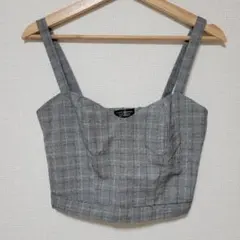 ZARA グレー　千鳥格子チェック柄 ビスチェ　Sサイズ