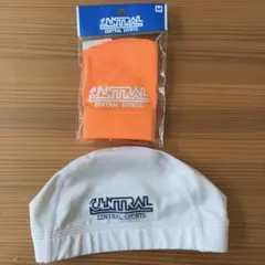 CENTRAL SPORTS 水泳帽 Mサイズ オレンジ＆白