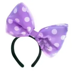 ディズニーカチューシャ　ミニーちゃんリボンカチューシャ　紫　水玉
