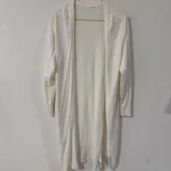 美品✨️ローリーズファーム カーディガン ノーカラー 無地 L 白 レーヨン お