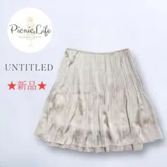 新品❤【アンタイトル】プリーツスカート ミニスカート フレア 光沢 シフォン M