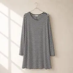 オールドネイビー ワンピース クルーネック ボーダー M 黒 レーヨン デイリー