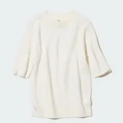 【お値下げ中】UNIQLOエクストラファインメリノリブモックネックセーター5分袖