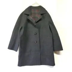 チェスターコート 9号 ダークグレー/チェック 9 毛100 リバーシブル布