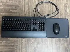 美品 ロジクール 有線キーボード 無線マウス パッドセット Logicool