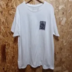 USA古着　ホワイトオーバーサイズTシャツ スカルデザイン　L