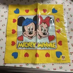 本日削除‼️最終値下げ‼️ヴィンテージ　ミッキー・ミニー ハンカチ 100%コットン