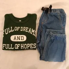 110 トレーナー　デニム　パンツ　セット　ズボン　長ズボン　ボトムス