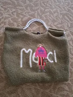 刺繍入りオリーブグリーントートバッグ