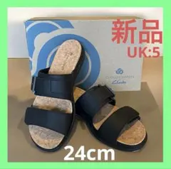 【即日発送 新品 箱有 送料込】クラークス レディースサンダル 24cm 黒のサムネイル