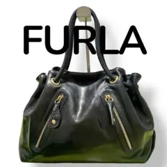FURLAフルラ　ハンドバッグ　トートバッグ　レザー　ブラック　Y2K カルメン