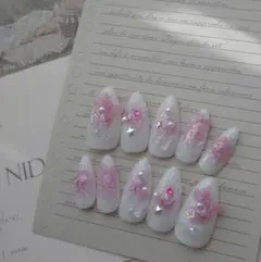 チークネイル　マグネット　リボン蝶々　儚げウィッシュコア　推し活ピンク