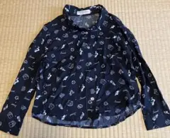 キッズ140サイズ 長袖ブラウス　アリス柄　ブラック　※試着のみ