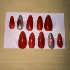 レッド グリッター ネイルチップ 10個セット