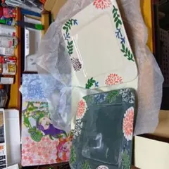花柄四角皿 2枚セット