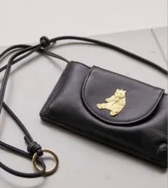 【美品】ear PAPILLONNER パンダ　横長モバイルウォレット　黒