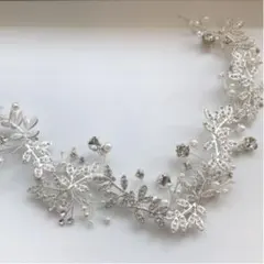 小枝　ヘッドドレス　シルバー　ウエディング　髪飾り