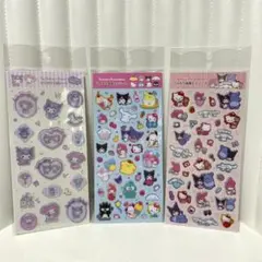 【正規品】サンリオ すりガラス風シール ラメ入り樹脂もりシール 3枚セット