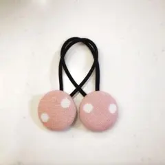ハンドメイド　ヘアゴム くるみボタン
