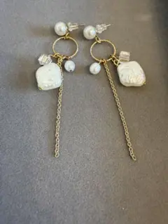 パール　フープピアス ゴールド　結婚式