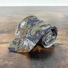 都会的アブストラクト柄ネクタイ シルバー×ネイビー モード 艶感