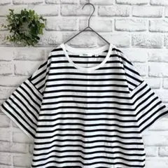 【新品】ニコアンド★Tシャツ（M） 白黒 ボーダー 半袖 オーバーサイズ