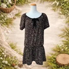 森ガール フェアリーグランジ y2k ベロアリボン小花柄チュニック ワンピース