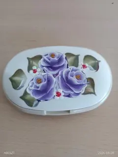 トールペイント 紫薔薇・印鑑ケース