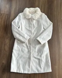 ミッシュマッシュ 襟 ファー ノーカラーコート M ラビットファー 大人可愛い