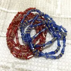 赤と青のクリスタルビーズセット