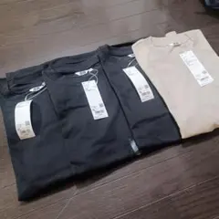 UNIQLO　エアリズムコットンオーバーサイズTシャツ(5分袖) セット　黒のサムネイル
