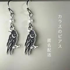カラス　ピアス　ブラック×シルバー　ハロウィン　烏　とり