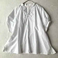 美品　ボールジイ　トゥモローランド　ブラウス　ネックフリル　リボン　日本製　白のサムネイル