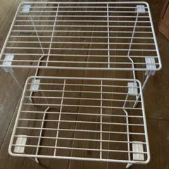 キッチン収納ラック 親子2個セット ホワイト ワイヤーラックのサムネイル
