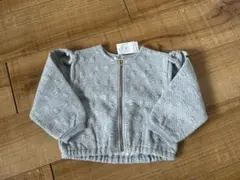 子供服 プティマイン スウェットジャケット コート アウター グレー リボン柄