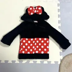 ミニーマウスなりきり フリース パーカー 耳付き もこもこ 80cm