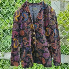 ノーカラージャケット 総柄ジャケット レトロジャケット 奇抜デザイン