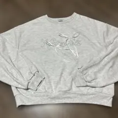 VEHEMENT ラインストーン リボン スウェット グレー