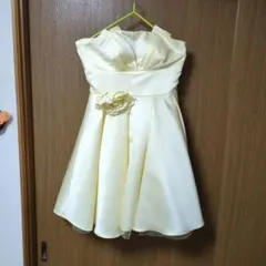 【美品】イエローストラップレスパーティードレス