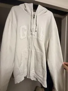 GAP ホワイト ジップアップパーカー